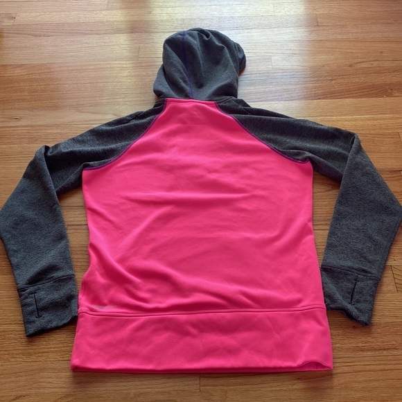Nike Thermafit Womens Pullover‎ Hooded Sweatshirt Hoodie Hoody Pink Gray - Picture 5 of 9